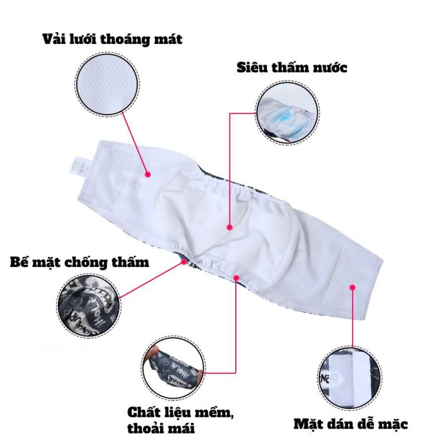 Quần Sinh Lý, Tả Quấn Bụng Chó Đực, Chống Thấm Mưa, Sử Dụng Nhiều Lần - Quấn Bụng Vải, Thấm Hút Nước