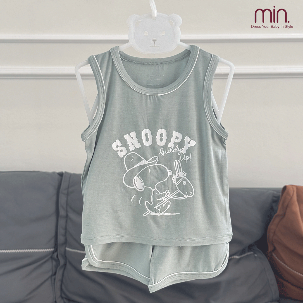 Bộ Ba Lỗ Bé Trai Anminaza Phối Viền Lé Chất Vải Sợi Tre Mềm Mại Thoáng Mát - Hàng Chính Hãng AMI0356