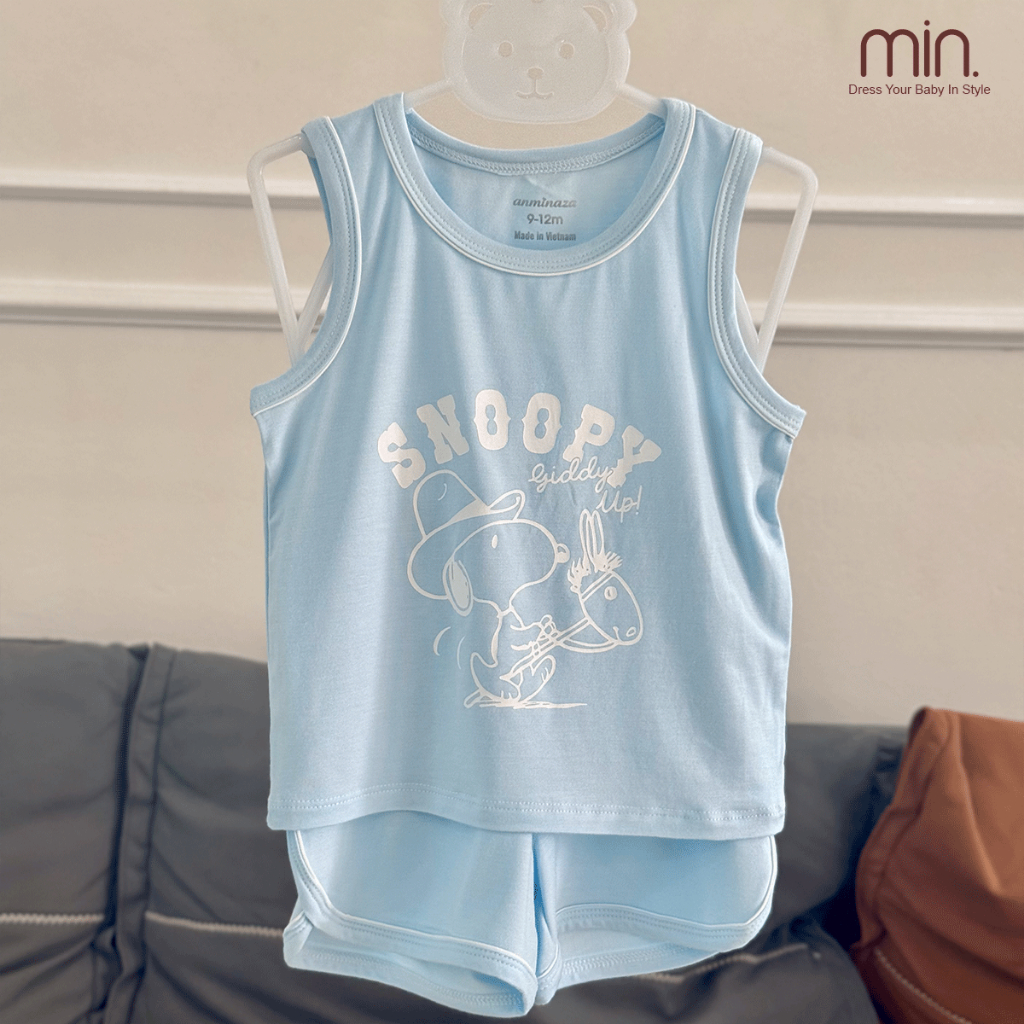 Bộ Ba Lỗ Bé Trai Anminaza Phối Viền Lé Chất Vải Sợi Tre Mềm Mại Thoáng Mát - Hàng Chính Hãng AMI0356