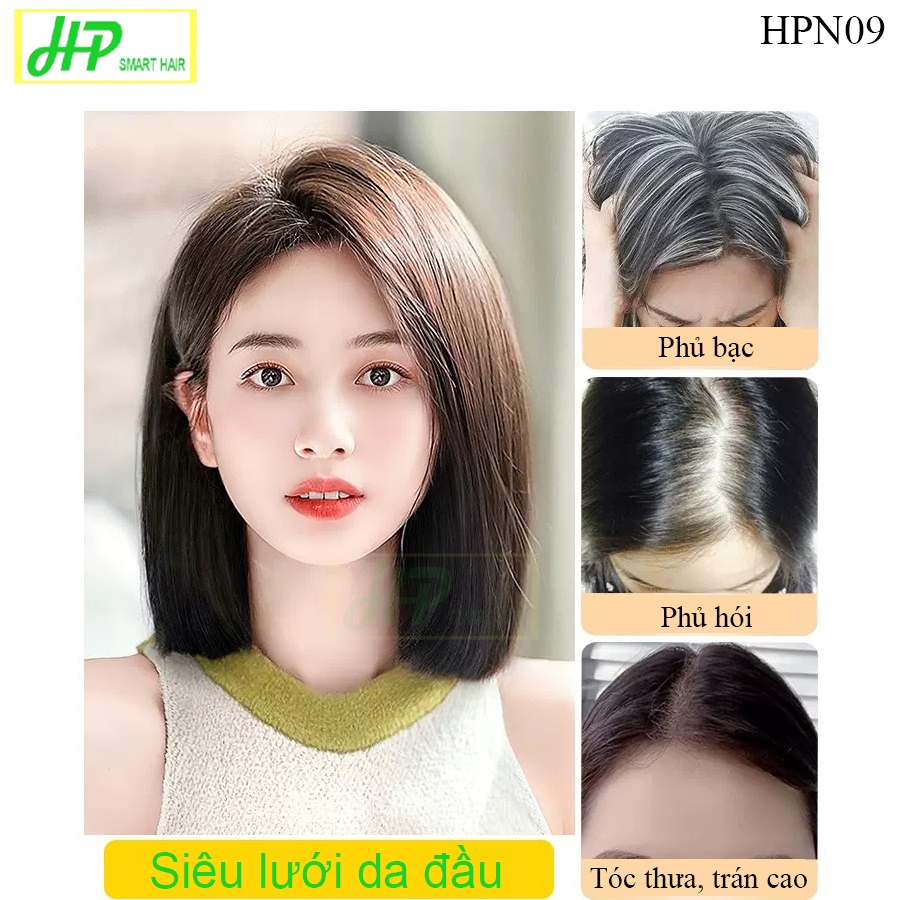 Ảnh Tóc giả nữ siêu lưới da đầu phủ hói, phủ bạc HP SMART HAIR mã HPN09, làm từ tóc thật 3