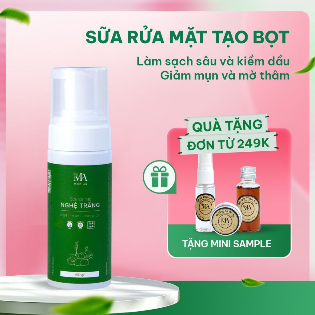 Ảnh Sữa Rửa Mặt Tạo Bọt Mộc An Chiết Xuất Nghệ Trắng Tảo Biển, Giúp Sáng Da Giảm Mụn 150g 1