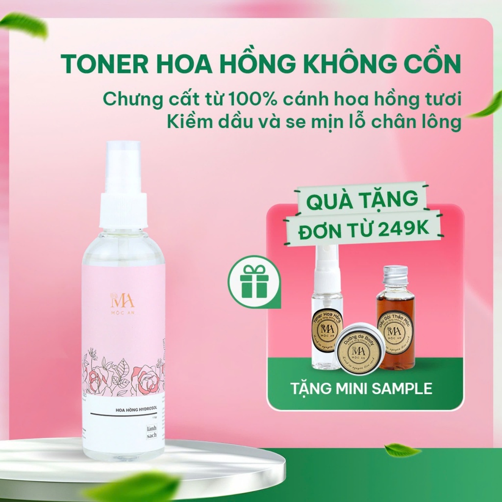 Ảnh Toner Mộc An Hoa Hồng Hydrosol Cân Bằng Da, Giúp Kiềm Dầu, Giảm Mụn, Se Mịn Chân Lông 100ml 1