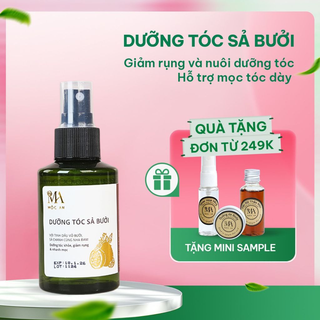 Ảnh Tinh Chất Bưởi Kích Thích Mọc Tóc, Giảm Rụng và Dưỡng Tóc Chiết Xuất Sả, Bưởi Mộc An Dung Tích 100ml 1