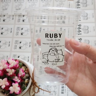 ROTI | 50 Tem nhựa dán ly trà sữa, tem cafe không thấm nước 100%, có sẵn keo, kích thước 5x3,5cm