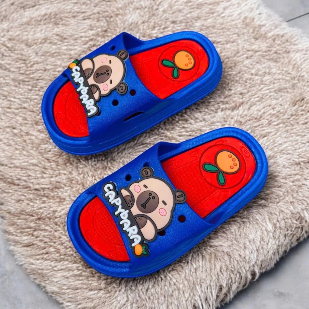 Dép bánh mì 2 màu thời trang siêu mềm cho bé trai hình capybara dễ thương êm chân