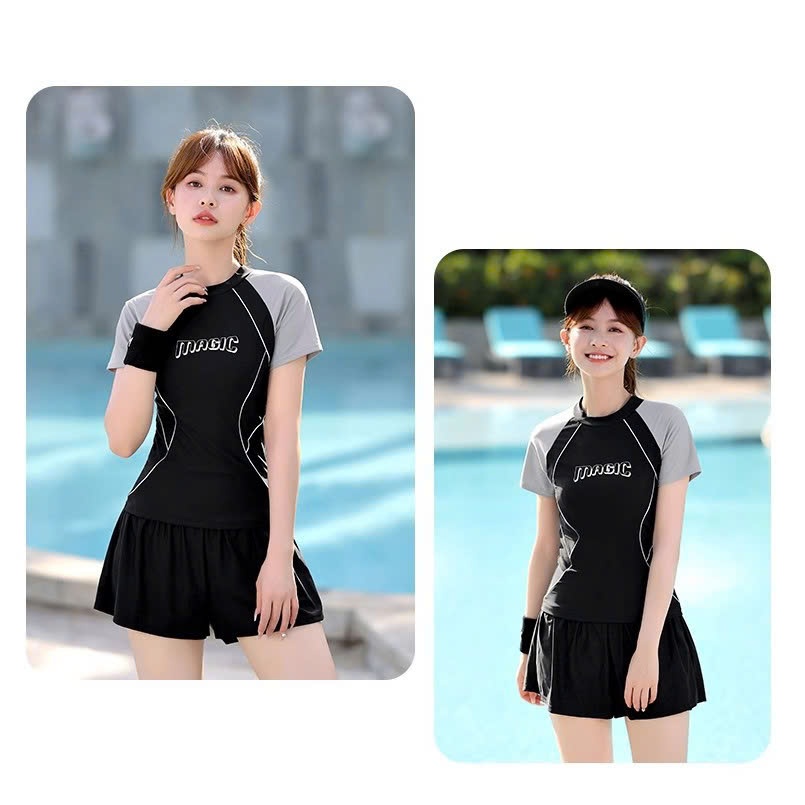 Ảnh Bikini LUHAZO đi biển đồ bơi nữ 2 mảnh chi tiết quần đùi áo cộc có đệm ngực basic phong cách hiện đại 3006 D4T1 3