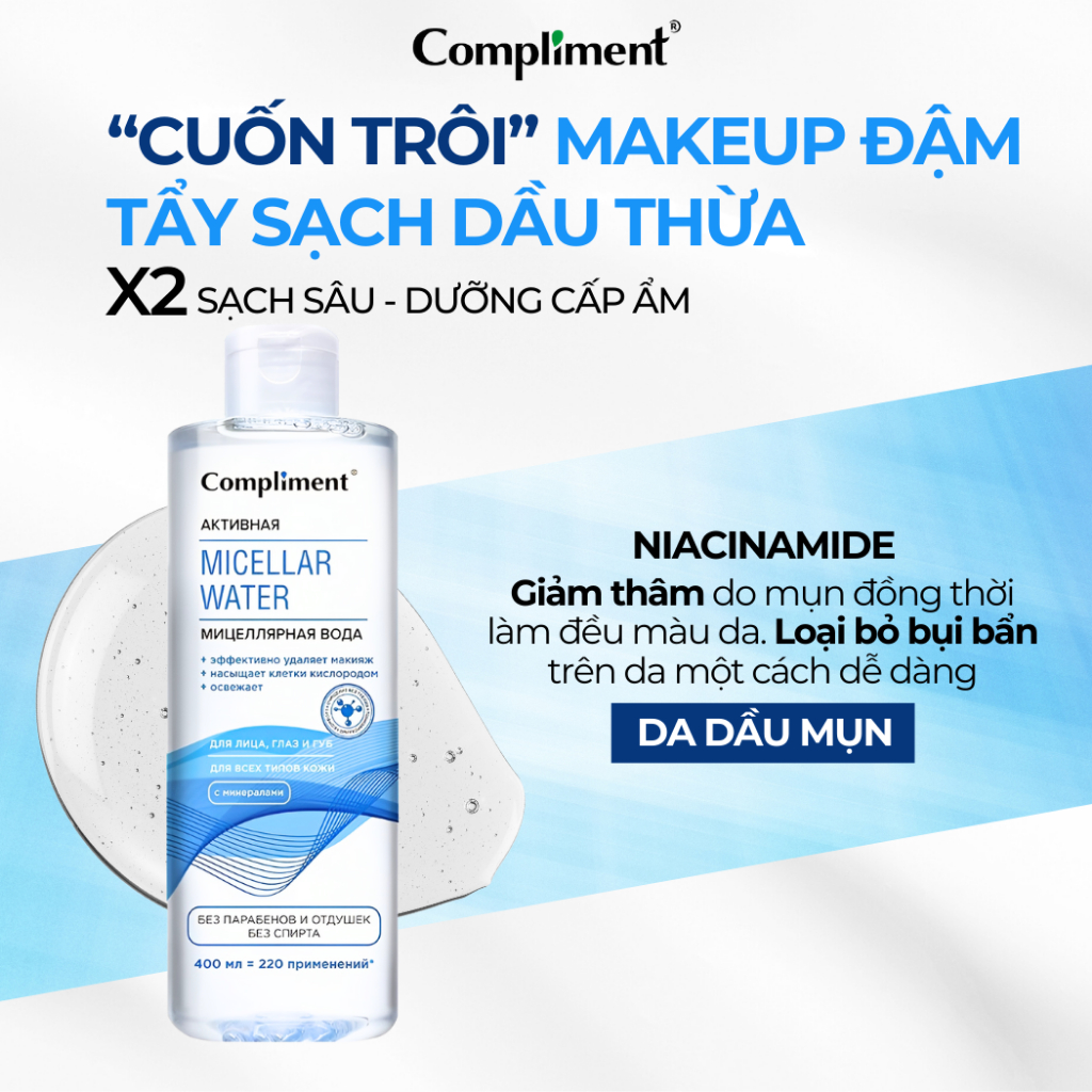 Ảnh Nước Tẩy Trang Compliment 400ml Dành Cho Da Dầu Mụn 3