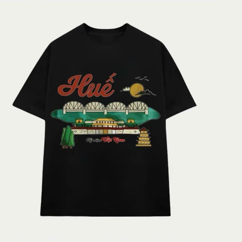 Áo thun cotton cổ tròn áo thun DU LỊCH in hình HUẾ tỉnh thành Việt Nam chất cotton mềm co giãn ngắn tay TA203