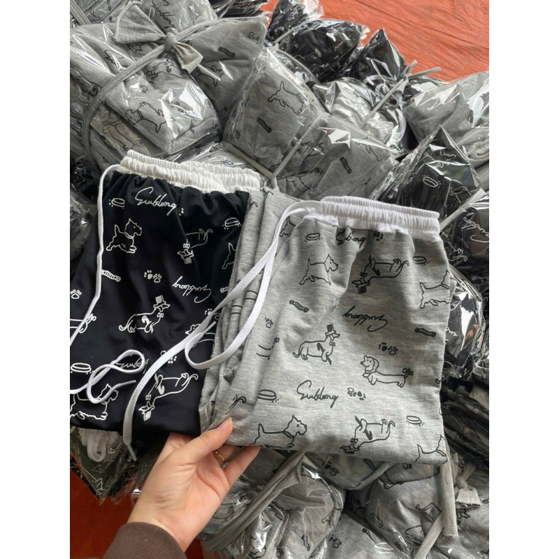 Sét bộ quần ống rộng hình Đầu Mèo + Mix Áo Phông mèo cute Đen  form rộng tay lỡ-QUẦN ÁO 94