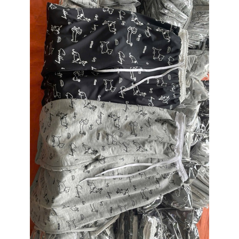 Sét bộ quần ống rộng hình Đầu Mèo + Mix Áo Phông mèo cute be form rộng tay lỡ-QUẦN ÁO 94
