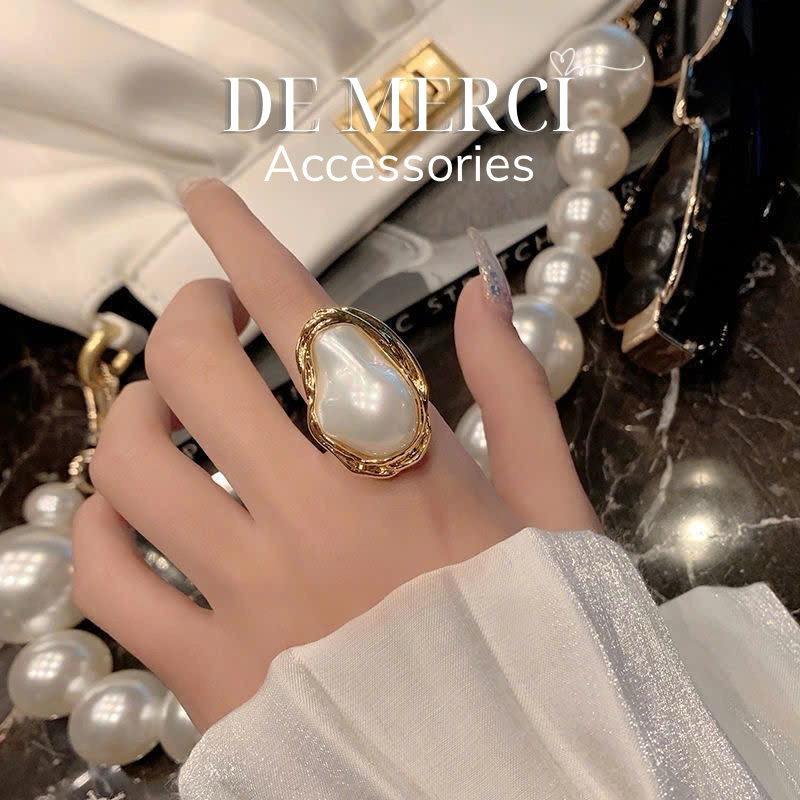 Nhẫn Đeo Tay De Merci Accessories Đính Ngọc Trai Phong Cách Retro Xinh Xắn Cho Nữ