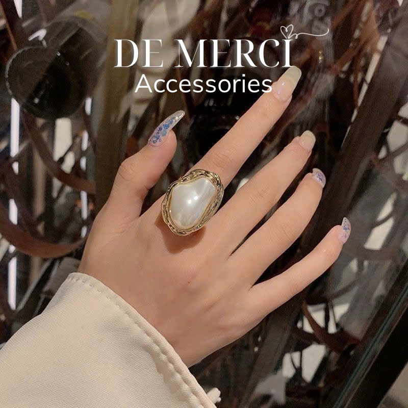 Nhẫn Đeo Tay De Merci Accessories Đính Ngọc Trai Phong Cách Retro Xinh Xắn Cho Nữ