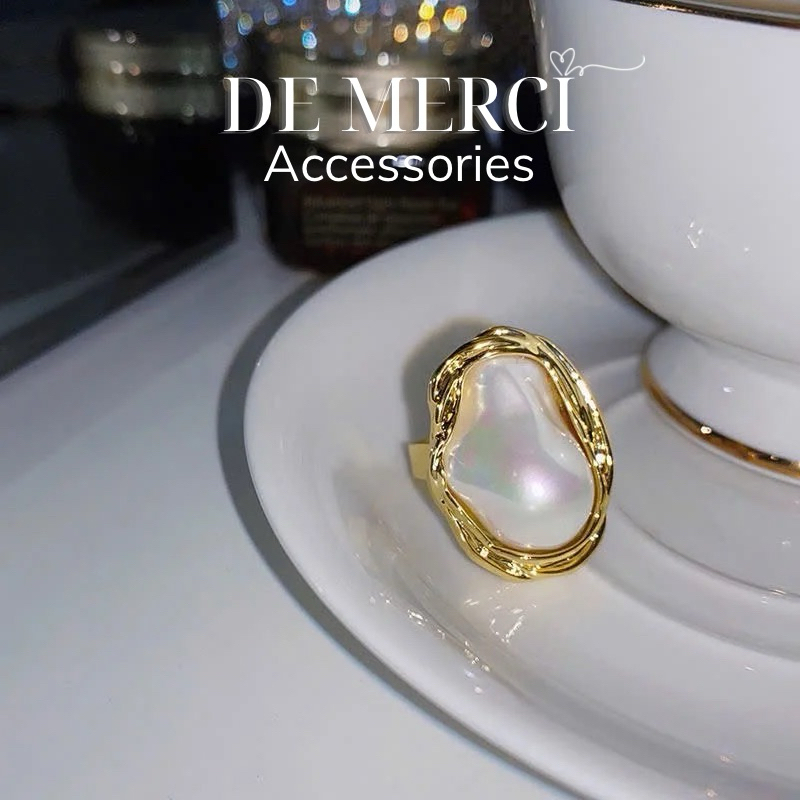 Nhẫn Đeo Tay De Merci Accessories Đính Ngọc Trai Phong Cách Retro Xinh Xắn Cho Nữ