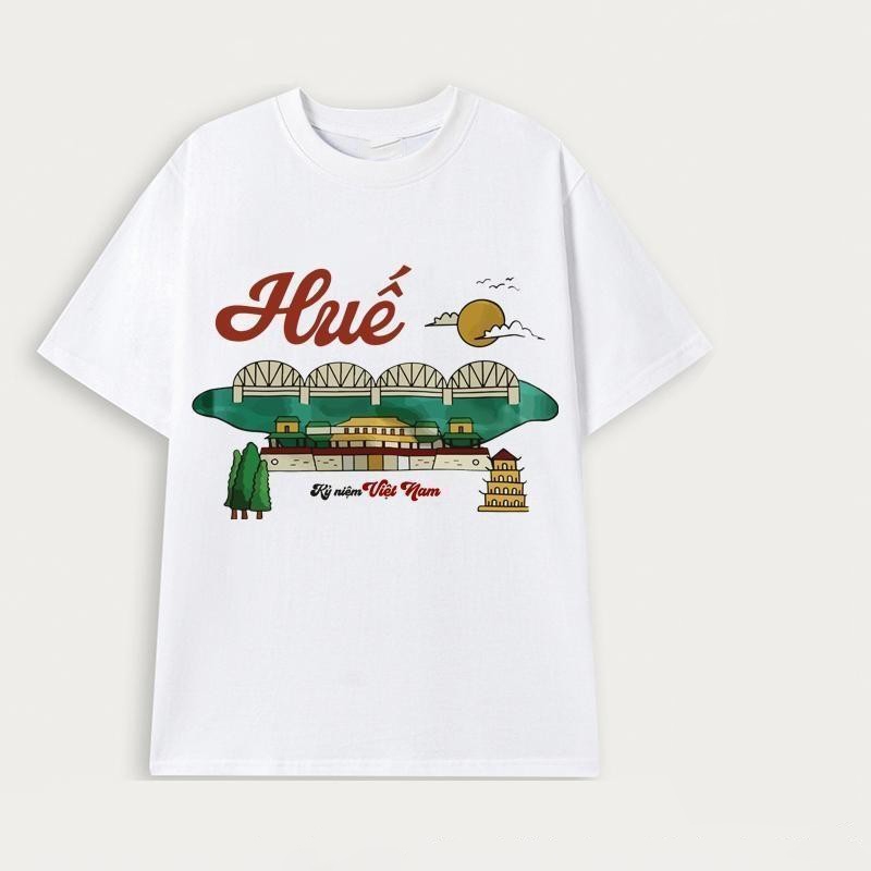 Áo thun cotton cổ tròn áo thun DU LỊCH in hình HUẾ tỉnh thành Việt Nam chất cotton mềm co giãn ngắn tay TA203