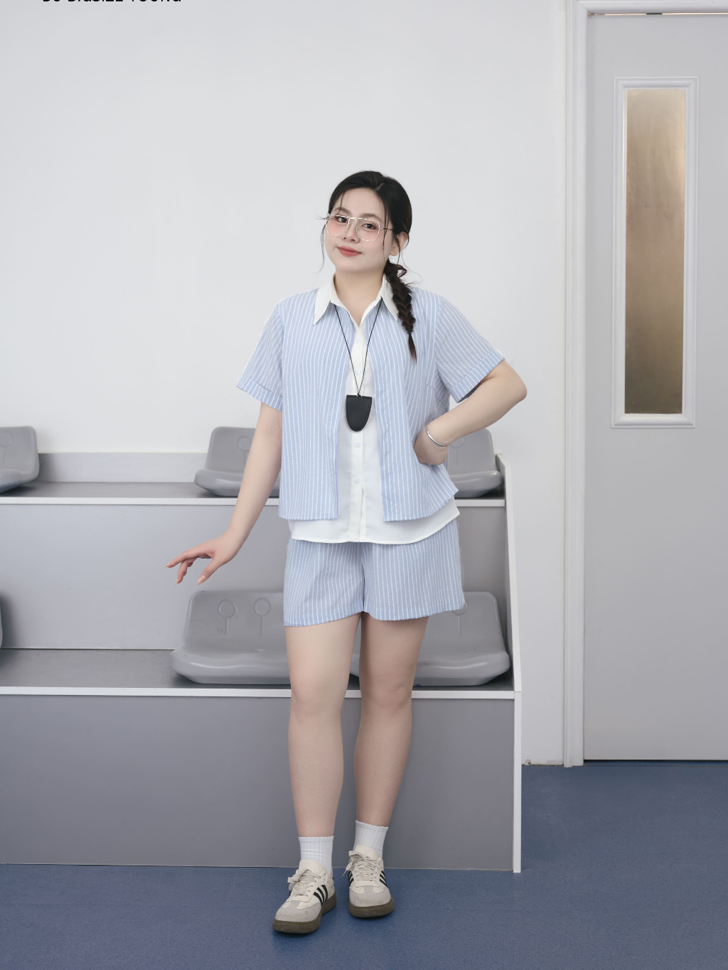 Ảnh Set bộ áo sơ mi giả 2 lớp + quần short BIGSIZE (55kg đến 95kg) – 25HYBD096 - [BU Bigsize Young] 2