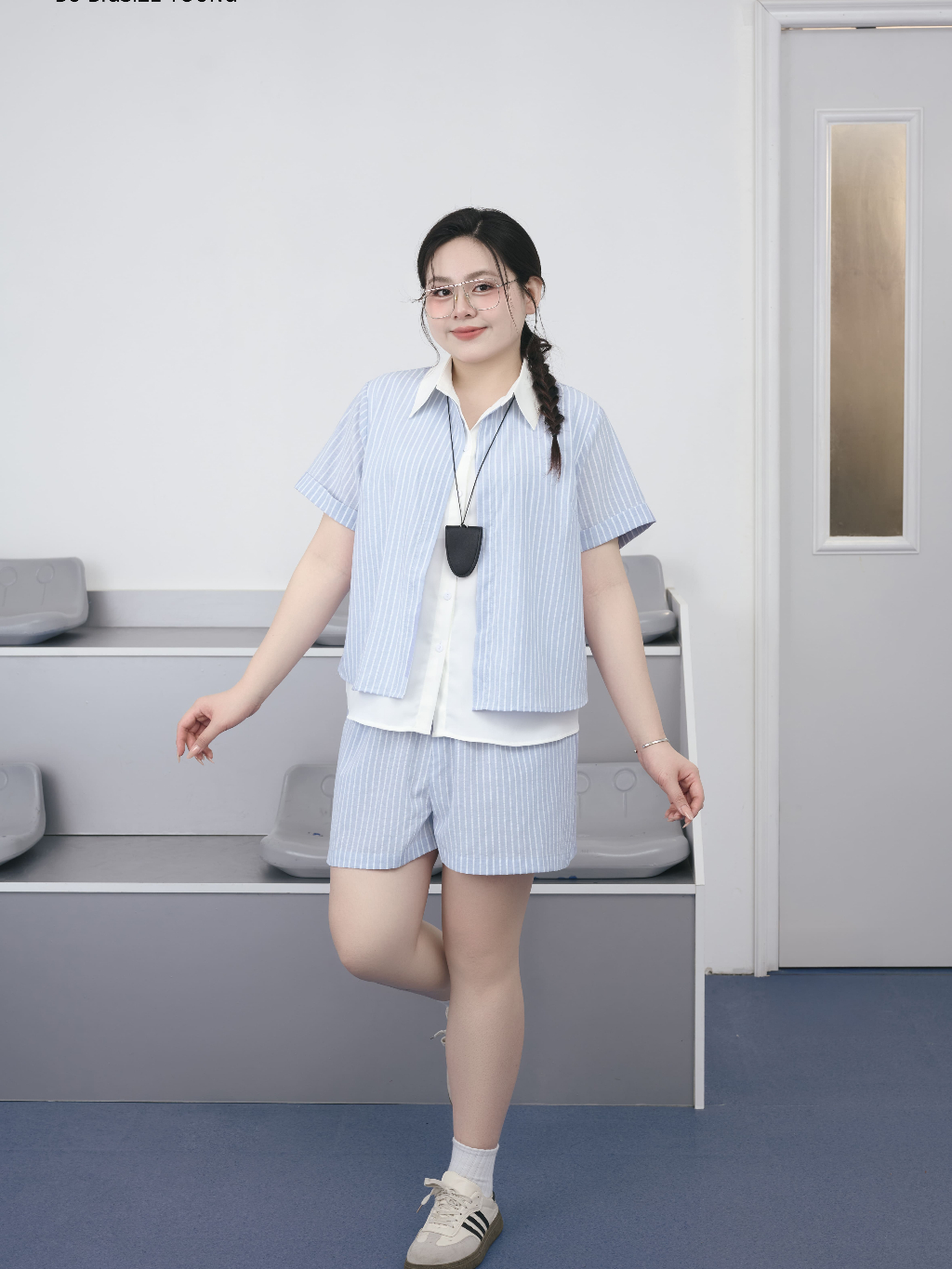 Ảnh Set bộ áo sơ mi giả 2 lớp + quần short BIGSIZE (55kg đến 95kg) – 25HYBD096 - [BU Bigsize Young] 1