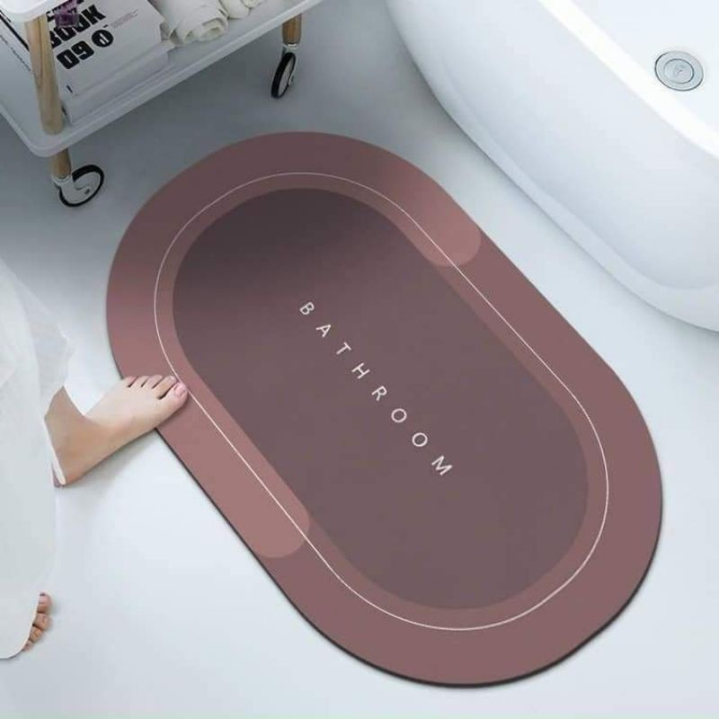 Thảm Lau Chân Nhà Tắm - Nhà Vệ Sinh - Silicon cao cấp Siêu Thấm Hút Nước (40x60cm) - Thảm Chùi Chân Đế Cao Su