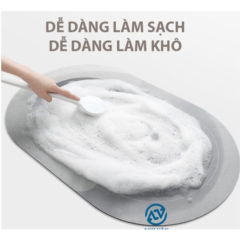 Thảm Lau Chân Nhà Tắm - Nhà Vệ Sinh - Silicon cao cấp Siêu Thấm Hút Nước (40x60cm) - Thảm Chùi Chân Đế Cao Su