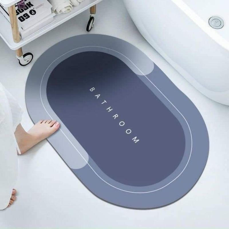 Thảm Lau Chân Nhà Tắm - Nhà Vệ Sinh - Silicon cao cấp Siêu Thấm Hút Nước (40x60cm) - Thảm Chùi Chân Đế Cao Su