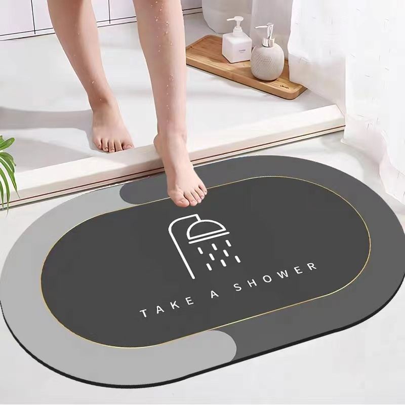 Thảm Lau Chân Nhà Tắm - Nhà Vệ Sinh - Silicon cao cấp Siêu Thấm Hút Nước (40x60cm) - Thảm Chùi Chân Đế Cao Su