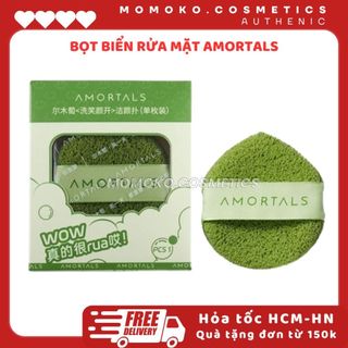 Bộ sản phẩm 3 miếng bông mút bọt biển rửa mặt AMORTALS Chính Hãng/ mút rửa mặt amortals