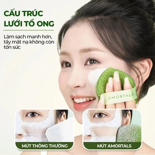 Bộ sản phẩm 3 miếng bông mút bọt biển rửa mặt AMORTALS Chính Hãng/ mút rửa mặt amortals