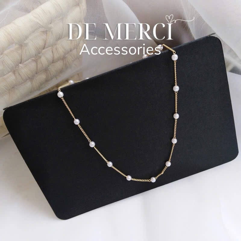 Vòng cổ De Merci Accessories đính cườm ngọc trai thanh lịch thời trang dành cho nữ Phụ kiện trang sức dự tiệc
