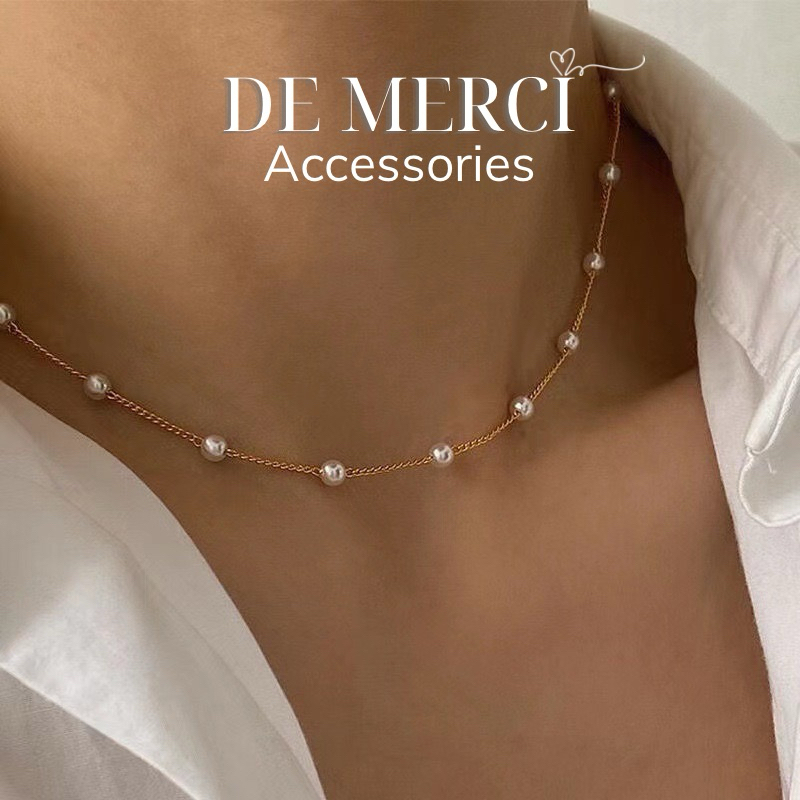 Vòng cổ De Merci Accessories đính cườm ngọc trai thanh lịch thời trang dành cho nữ Phụ kiện trang sức dự tiệc