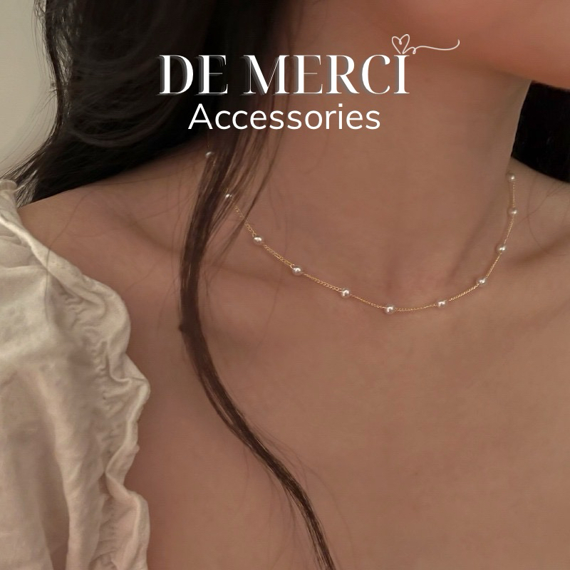 Vòng cổ De Merci Accessories đính cườm ngọc trai thanh lịch thời trang dành cho nữ Phụ kiện trang sức dự tiệc