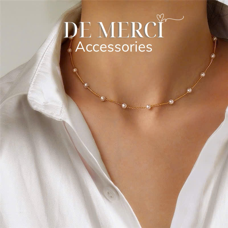 Vòng cổ De Merci Accessories đính cườm ngọc trai thanh lịch thời trang dành cho nữ Phụ kiện trang sức dự tiệc