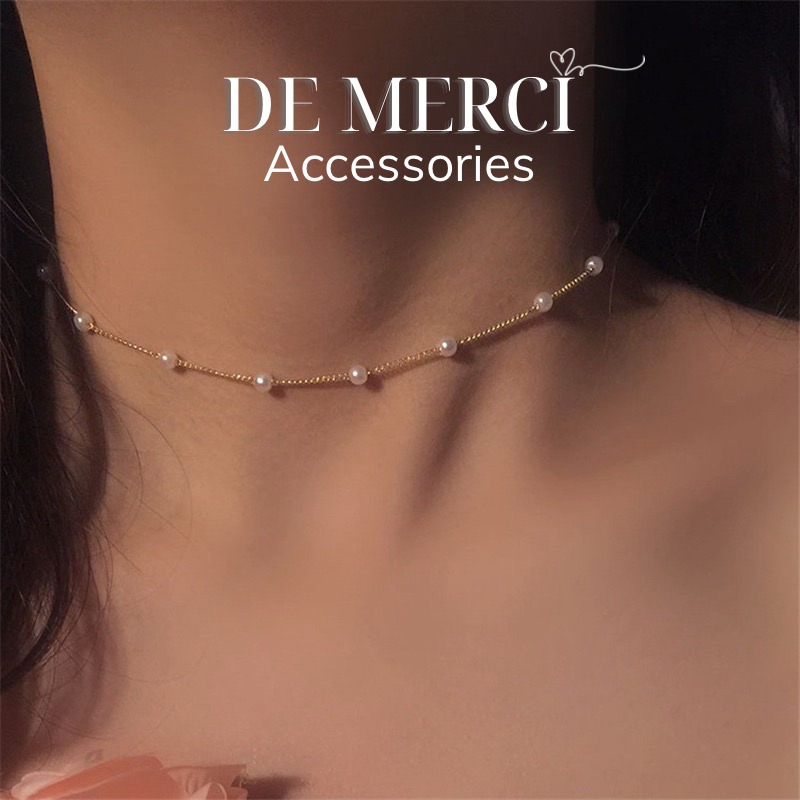 Vòng cổ De Merci Accessories đính cườm ngọc trai thanh lịch thời trang dành cho nữ Phụ kiện trang sức dự tiệc