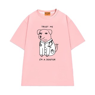 Áo Thun Nam Nữ NGỐ TEE Chú Chó Trust Me I'm A Dogtor Vải Cotton 75 Thoáng Mát Mềm Mịn