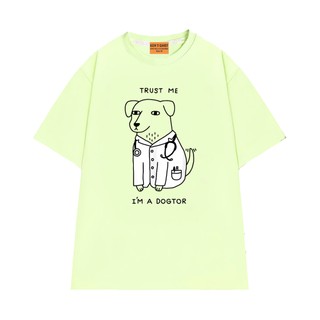 Áo Thun Nam Nữ NGỐ TEE Chú Chó Trust Me I'm A Dogtor Vải Cotton 75 Thoáng Mát Mềm Mịn