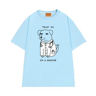 Áo Thun Nam Nữ NGỐ TEE Chú Chó Trust Me I'm A Dogtor Vải Cotton 75 Thoáng Mát Mềm Mịn