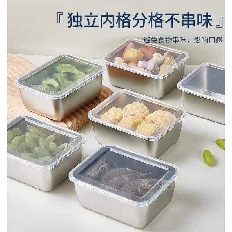 SET 5 HỘP INOX KÈM NẮP NHỰA Hộp Đựng thực phẩm