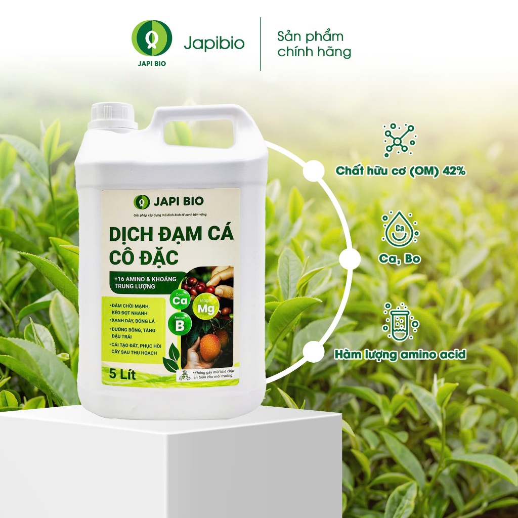 Combo 4 can đạm cá hữu cơ JapiBio 5L – Nuôi trái lớn nhanh, tiết kiệm chi phí, phủ vườn công nghiệp