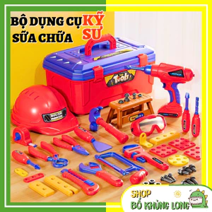 Bộ Dụng Cụ Trẻ Em Bộ Dụng Cụ Sửa Chữa Tập Làm Kỹ Sư Cho Bé Dụng Cụ Khoan Điện Chơi Sửa Chữa Vali Kỹ Sư Gấu BỐ KHỦNG LONG