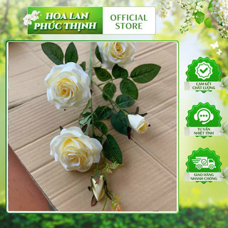 combo 5 Cành hồng lộc 3 bông 2 nụ 80 cm- hồng giả trang trí #hoa_trang_trí_ #hồng_lộc_5_bông