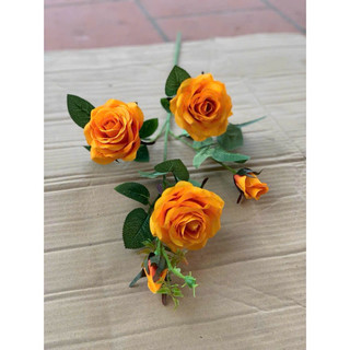 combo 5 Cành hồng lộc 3 bông 2 nụ 80 cm- hồng giả trang trí #hoa_trang_trí_ #hồng_lộc_5_bông