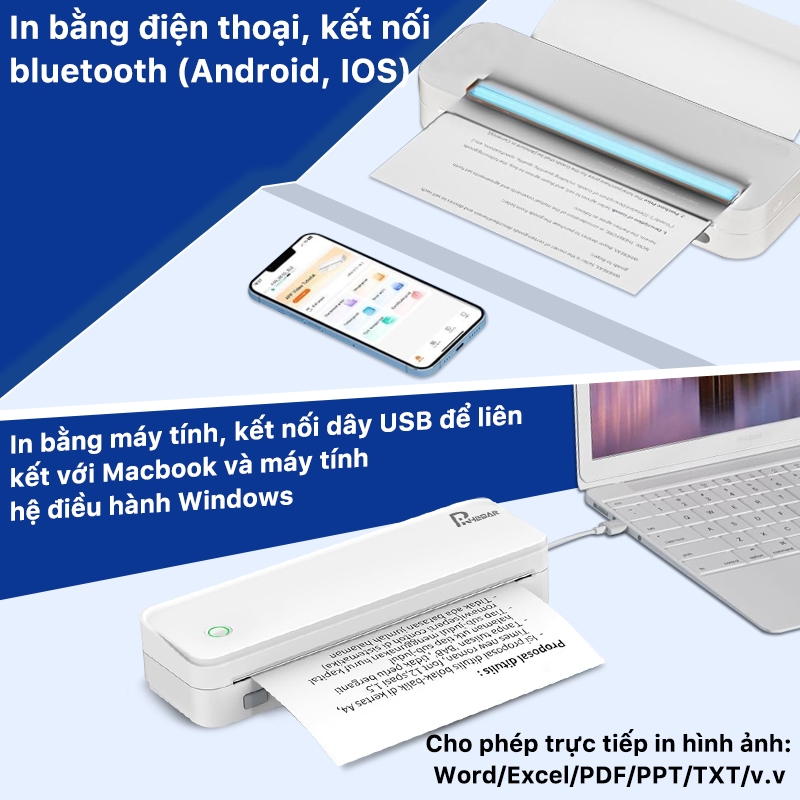 Beeprt Máy In Nhiệt Khổ A4 Không Mực - Kết Nối Bluetooth/USB, Hỗ Trợ Android/iOS, In Đa Định Dạng | BigBuy360 - bigbuy360.vn