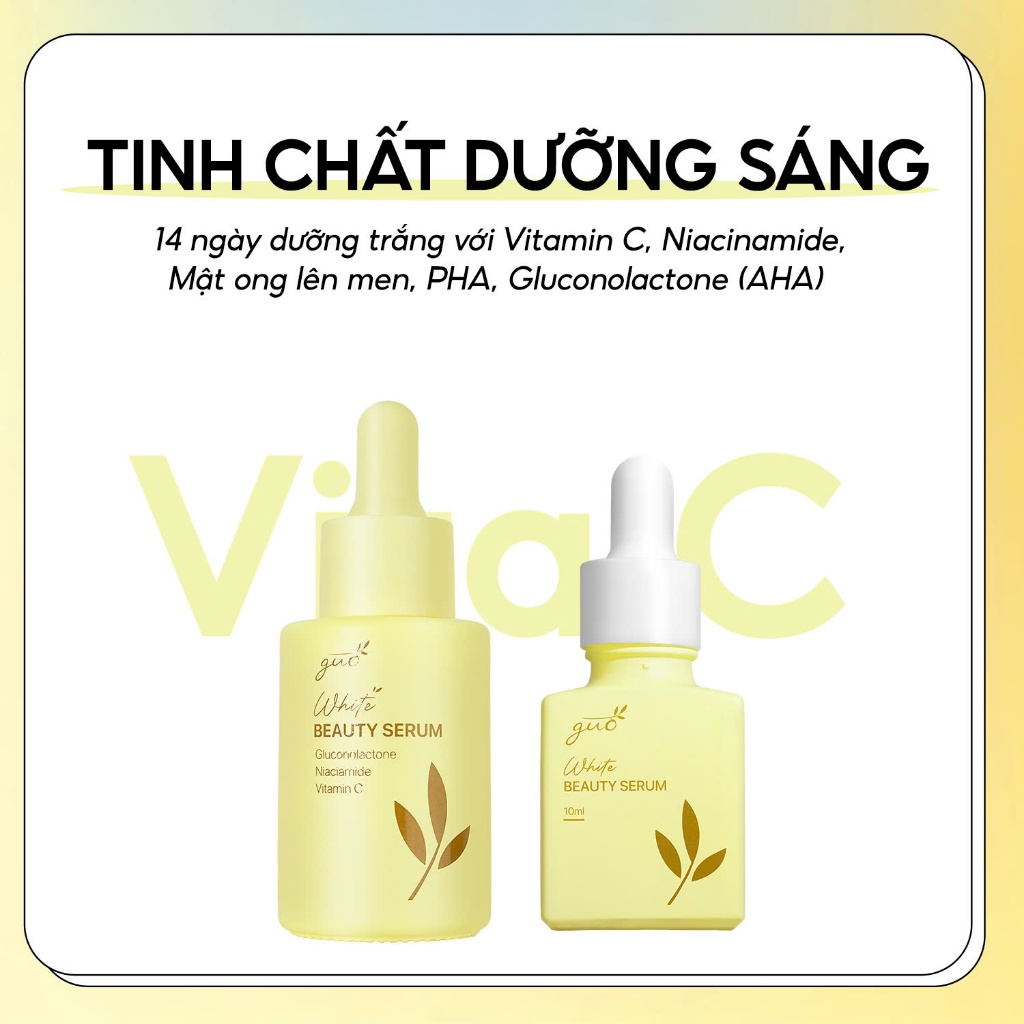 Ảnh Serum dưỡng trắng sáng, mờ thâm nám, ngăn ngừa mụn AHA, BHA, PHA, Vitamin C, Niacinamide GUO 30ml 1