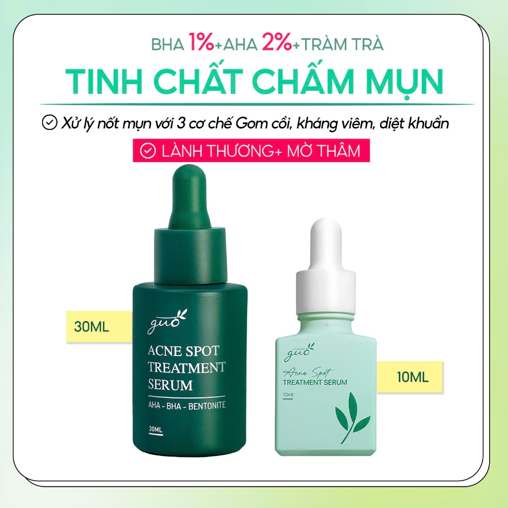 Ảnh Serum giảm mụn, mờ thâm BHA 1%+AHA 2%+tràm trà, giảm sợi bã nhờn hiệu quả GUO 30ml 1