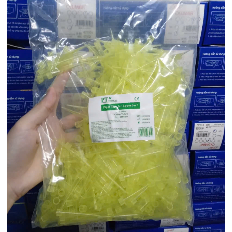 Gói microtips (đầu típ) micropipet 200µl vàng có khía PT Medical (Gói ...