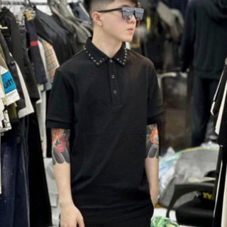 Áo Polo Valentin Đính Đinh Hoạ Tiết Phối Cổ Gắn Phụ Kiện Kim Loại Siêu Đẹp - Áo Polo Nam Cao Cấp Hot Trend New 2025