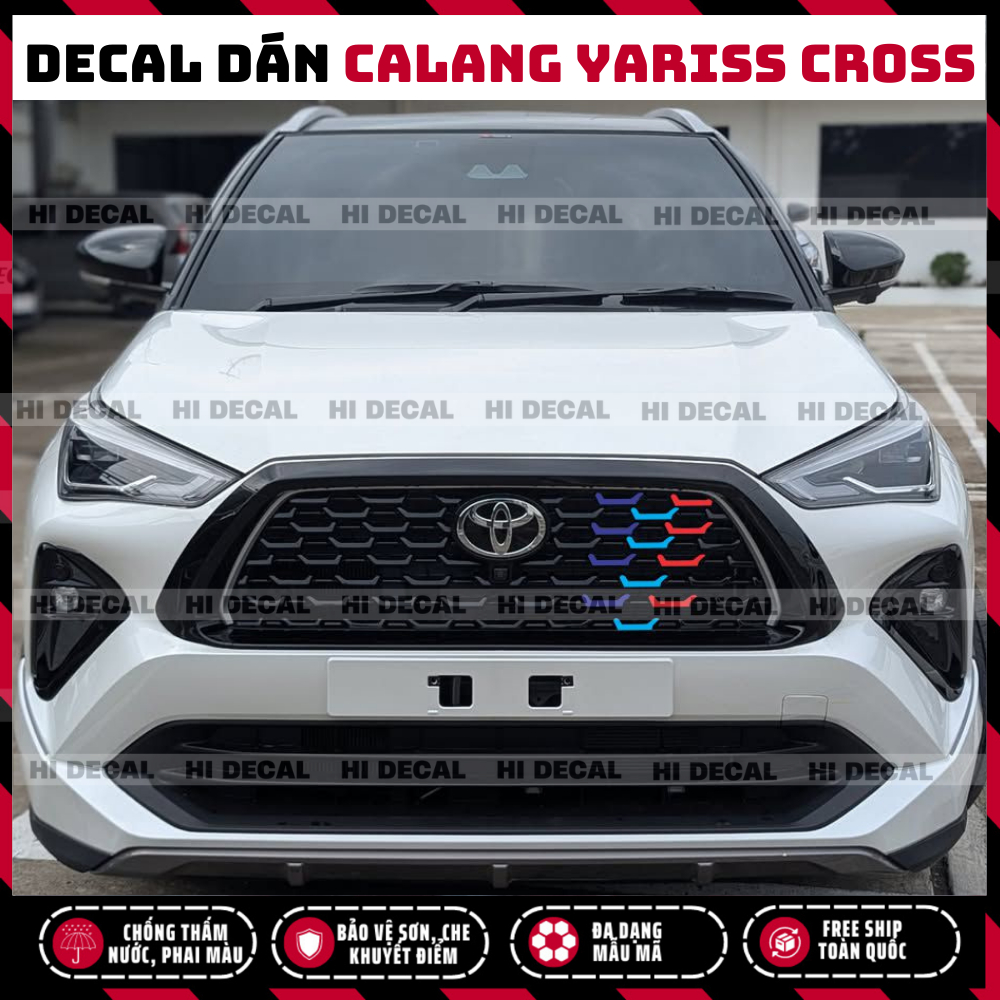 Tem dán Calang Yaris Cross PQ 3M, decal calang yaris tạo điểm nhấn đầu xe