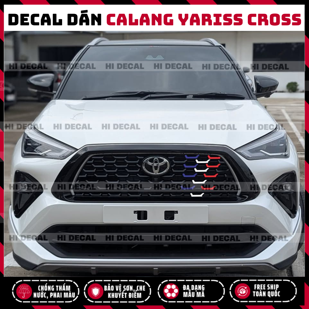 Tem dán Calang Yaris Cross PQ 3M, decal calang yaris tạo điểm nhấn đầu xe
