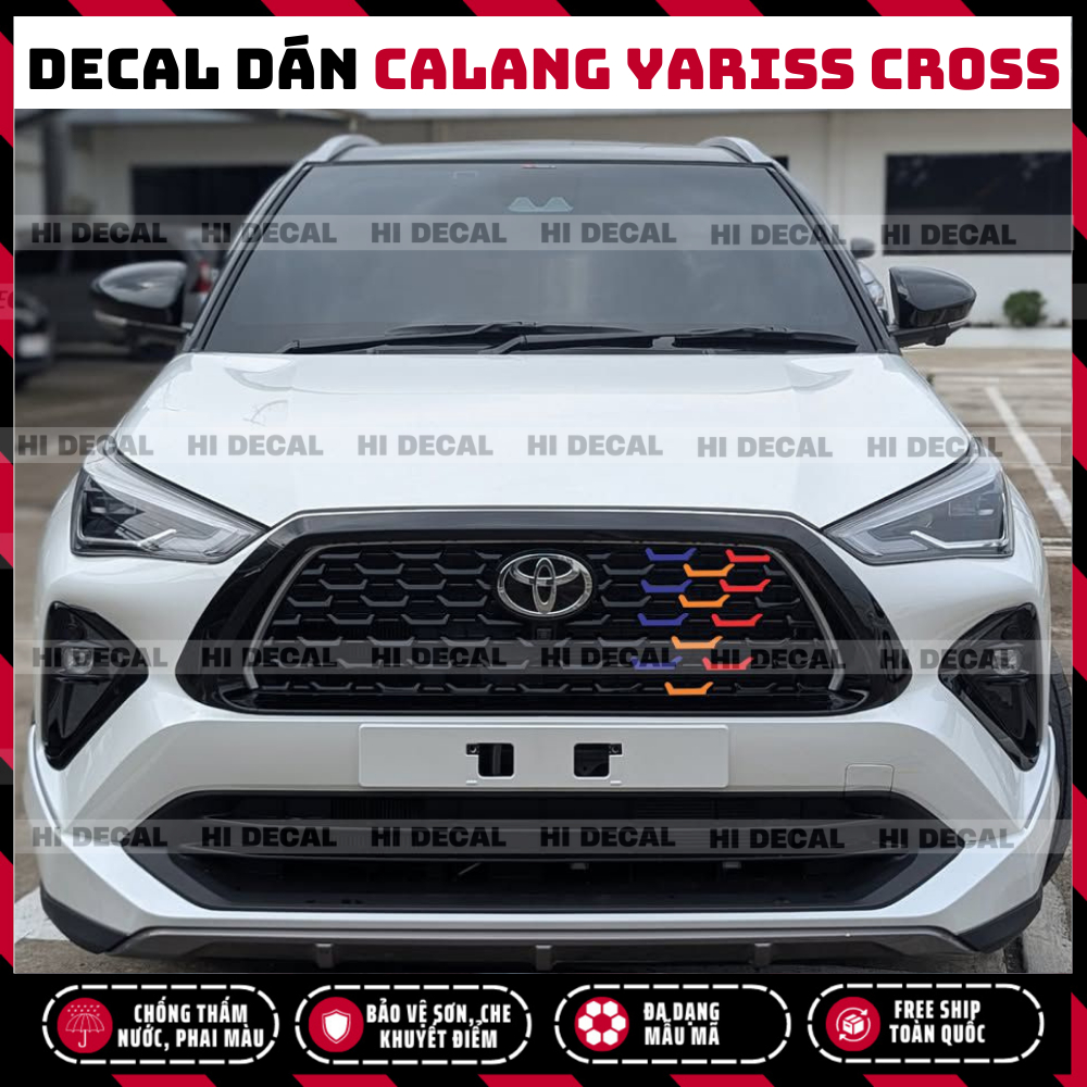 Tem dán Calang Yaris Cross PQ 3M, decal calang yaris tạo điểm nhấn đầu xe