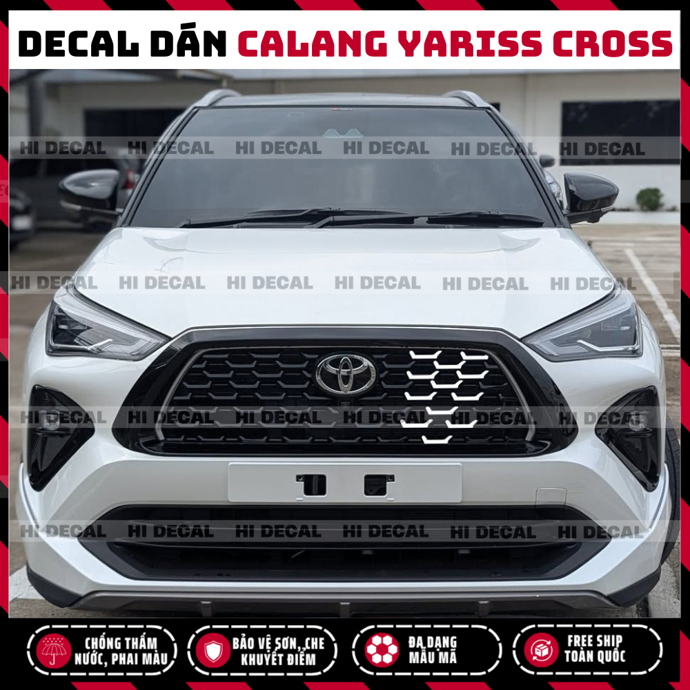 Tem dán Calang Yaris Cross PQ 3M, decal calang yaris tạo điểm nhấn đầu xe