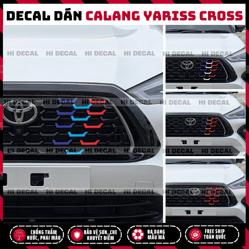 Tem dán Calang Yaris Cross PQ 3M, decal calang yaris tạo điểm nhấn đầu xe