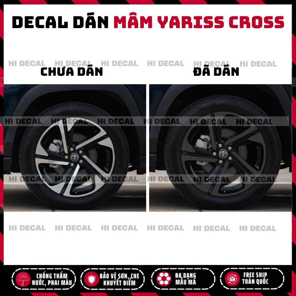 Tem dán mâm Yaris Cross, decal lazang Yaris Cross tạo điểm nhấn xe